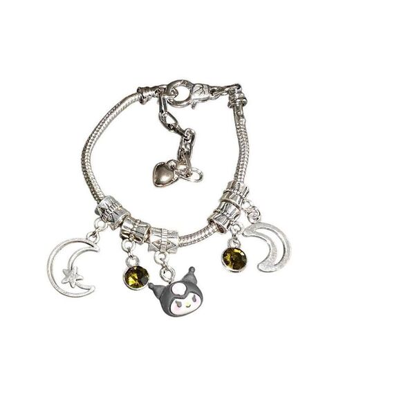 Silver Sanrio Kuromi Moon Adjustable Charm Bracelet - Picture 1 of 3
